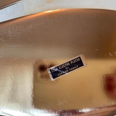 Gold electro plated tray and butter dish