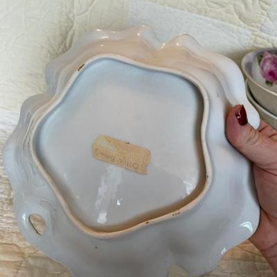 Porcelain pink & white roses bowl
