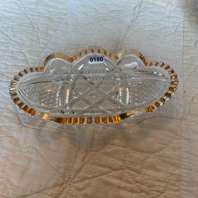 Pickle dish scalloped gold edge