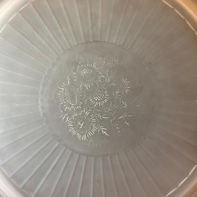 Anchor Hocking Mayfair open rose-cake plate