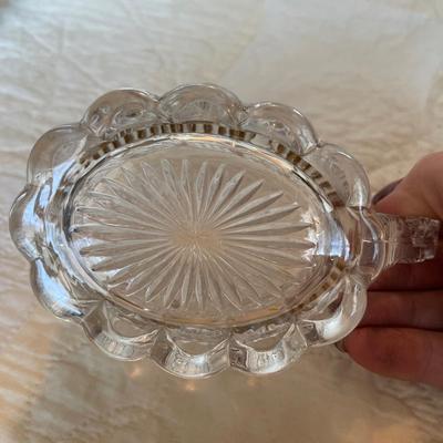 Press glass gold trim creamer