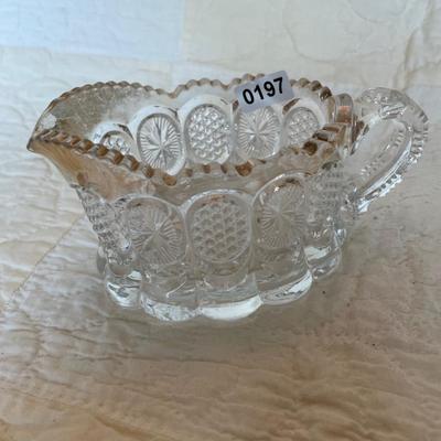 Press glass gold trim creamer