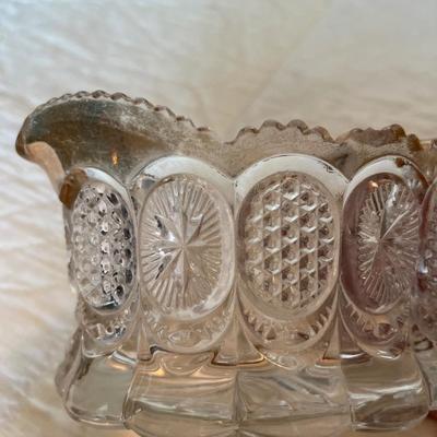 Press glass gold trim creamer