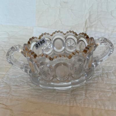 Press glass gold trim sugar bowl
