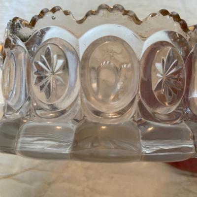 Press glass gold trim sugar bowl