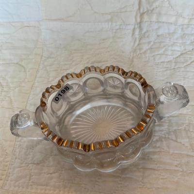 Press glass gold trim sugar bowl