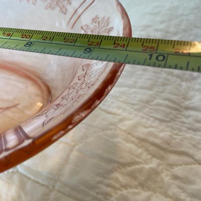 Federal glass Co. Sharron pink oval bowl embossed floral