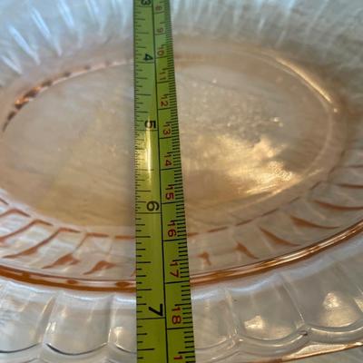 Federal glass Co. Sharron pink oval bowl embossed floral