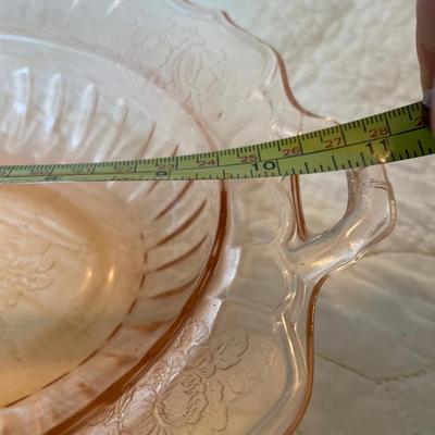 Federal glass Co. Sharron pink oval bowl embossed floral