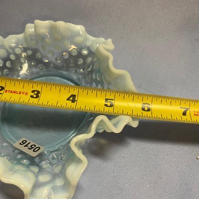 Fenton hobnail dish with ruffled edge