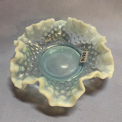 Fenton hobnail dish with ruffled edge