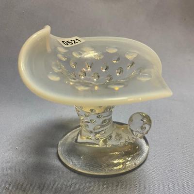 Fenton opalescent cornucopia vase