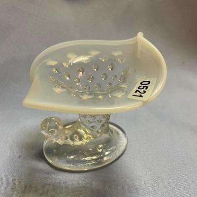 Fenton opalescent cornucopia vase