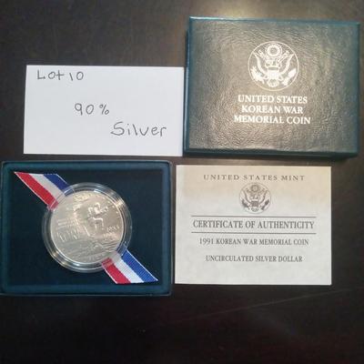 1991 Korean War Uncirculated silver dollar
