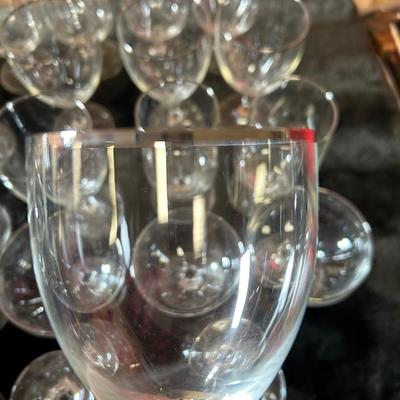 24pc Rave Platinum rimmed crystal glasses