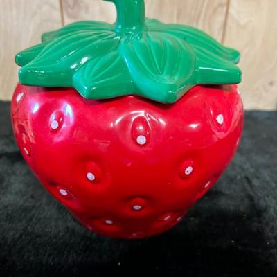 Vintage strawberry cookie jar