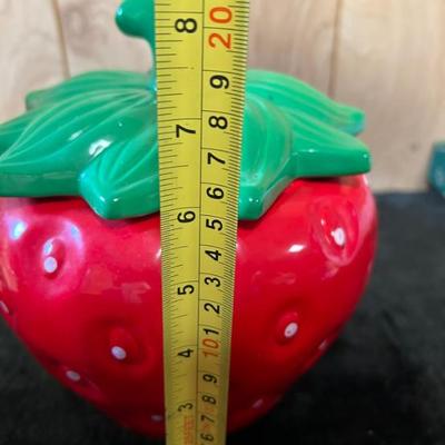Vintage strawberry cookie jar