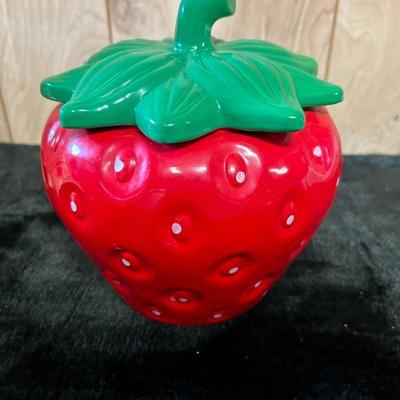 Vintage strawberry cookie jar