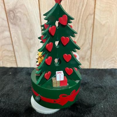 Vintage wooden Christmas tree music box dept 56