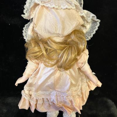 Vintage Collectors Choice 17” porcelain doll and stand