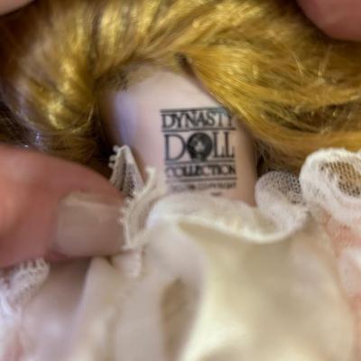 Vintage Collectors Choice 17” porcelain doll and stand