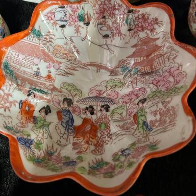 Beautiful vintage Japanese porcelain “Geisha Girl” tea cup set 22 pc total