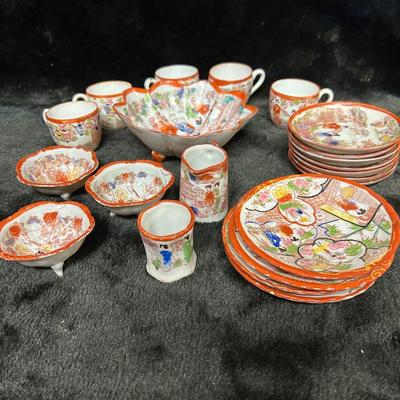 Beautiful vintage Japanese porcelain “Geisha Girl” tea cup set 22 pc total