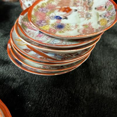 Beautiful vintage Japanese porcelain “Geisha Girl” tea cup set 22 pc total