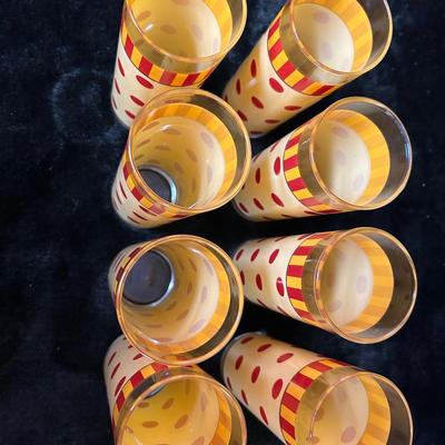 Vintage Gail Pittman glasses, set of 8 polka dot