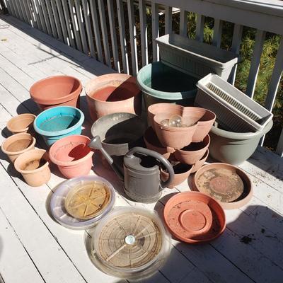 Large Lot of Plastic Pots, Trays, Water Can and Water Bulbs (D-KD)