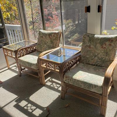 Two Rattan Matching Chairs and Tables (SR-KD)