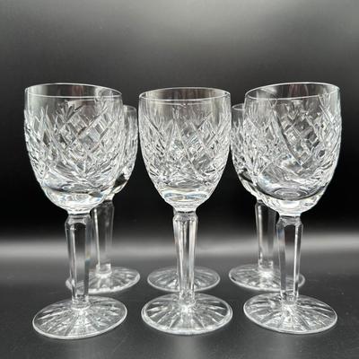 Six WATERFORD Crystal 6.5” Wine Glasses