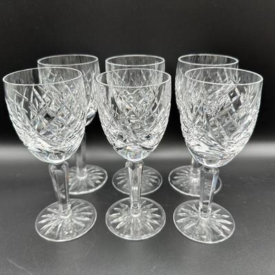 Six WATERFORD Crystal 6.5” Wine Glasses