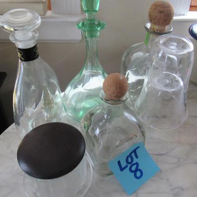 Lot 8-Vintage Glass Bottles 6 pieces