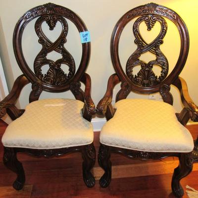 Lot 18-Coaster Furniture Carved Wood High Back Chairs (2)