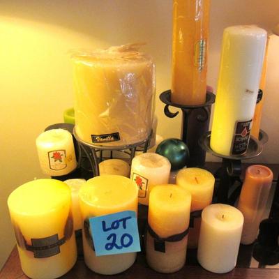 Lot 20-Huge Candle Lot with some Candle holders