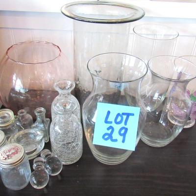 Lot 29-Large lot of Glass bottles and Glass Vase's