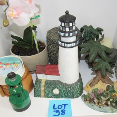Lot 38-Ceramic Lighthouse, Coasters, Decorative Ceramic Items