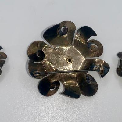 1920’s Costume Jewelry Sterling Silver Brooch/Earring Set