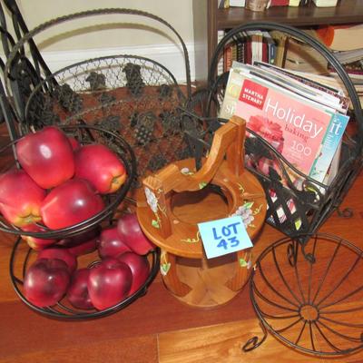 Lot 43-Magazine Holders, Fruit Holder Etc.