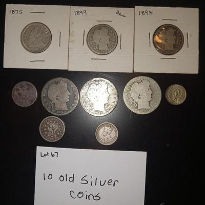 10 old silver coins