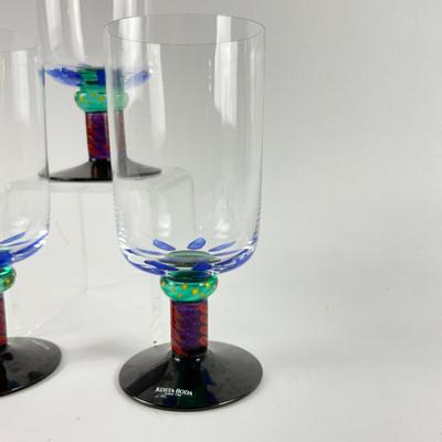 124 Set of Three Kosta Boda Handpainted Ice Tea Glasses