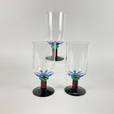 124 Set of Three Kosta Boda Handpainted Ice Tea Glasses