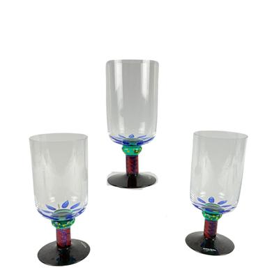124 Set of Three Kosta Boda Handpainted Ice Tea Glasses