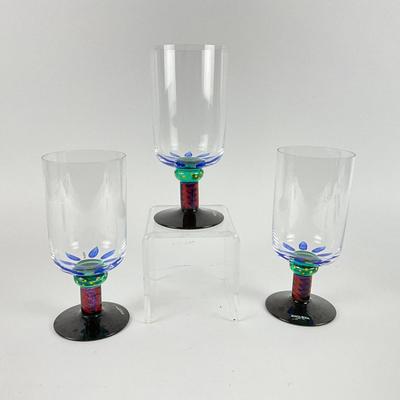 124 Set of Three Kosta Boda Handpainted Ice Tea Glasses