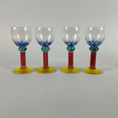 126 Set of Four Kosta Boda Handpainted Cordials