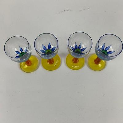 126 Set of Four Kosta Boda Handpainted Cordials