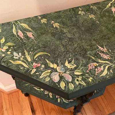 132 Hand Painted Two Tier Table