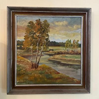 141 Swedish Oil Painting of Fall Tree Landscape by Dehlstrom