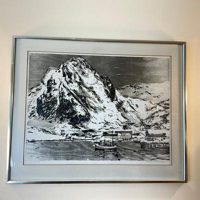 144 Black & White Signed and Numbered Woodcut Print By LARS LERIN